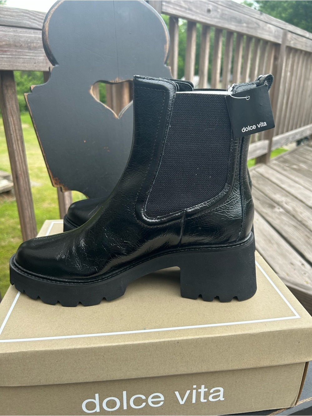 Dolce Vita Women's Black Patent Hawk H2O Boots - Picture 2 of 5